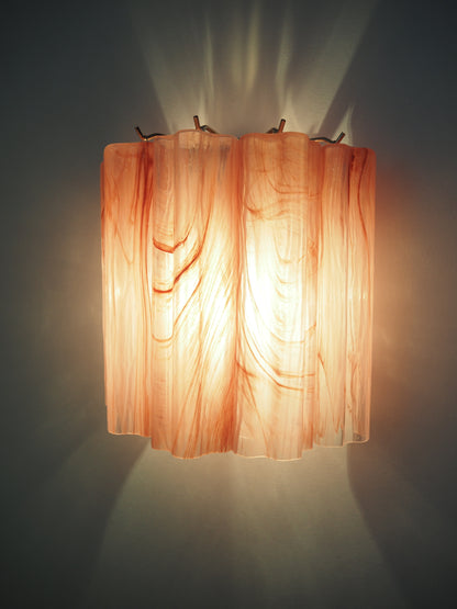 Murano Vegglampe | 5 Rosa Alabaster Glassrør | 1 par