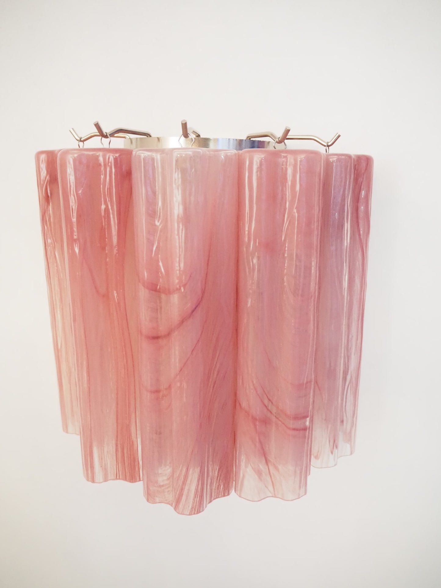 Murano Vegglampe | 5 Rosa Alabaster Glassrør | 1 par