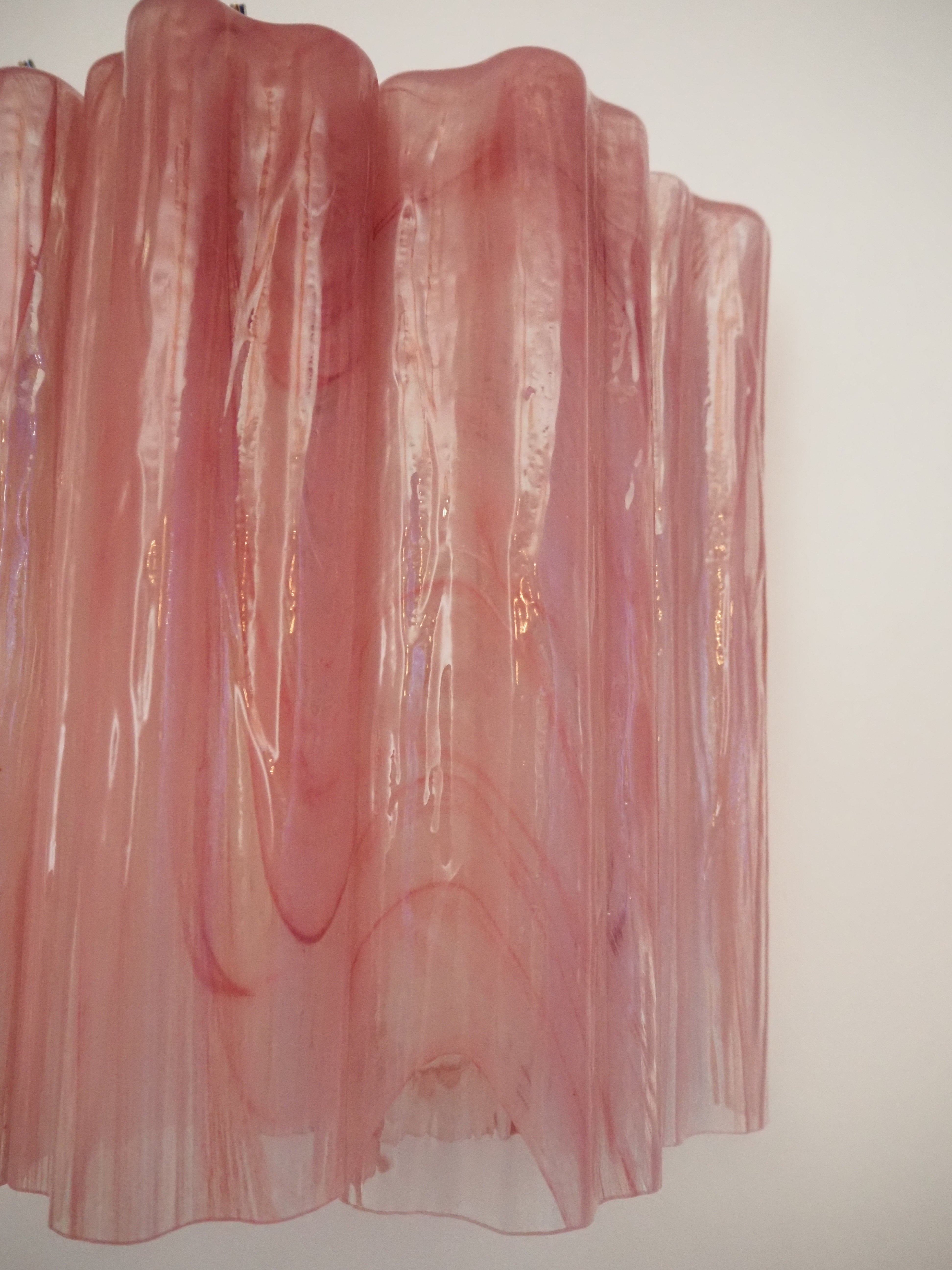 Murano Vegglampe – 5 Rosa Alabaster Glassrør – 2 stk – detalj 3 – Murano Classics
