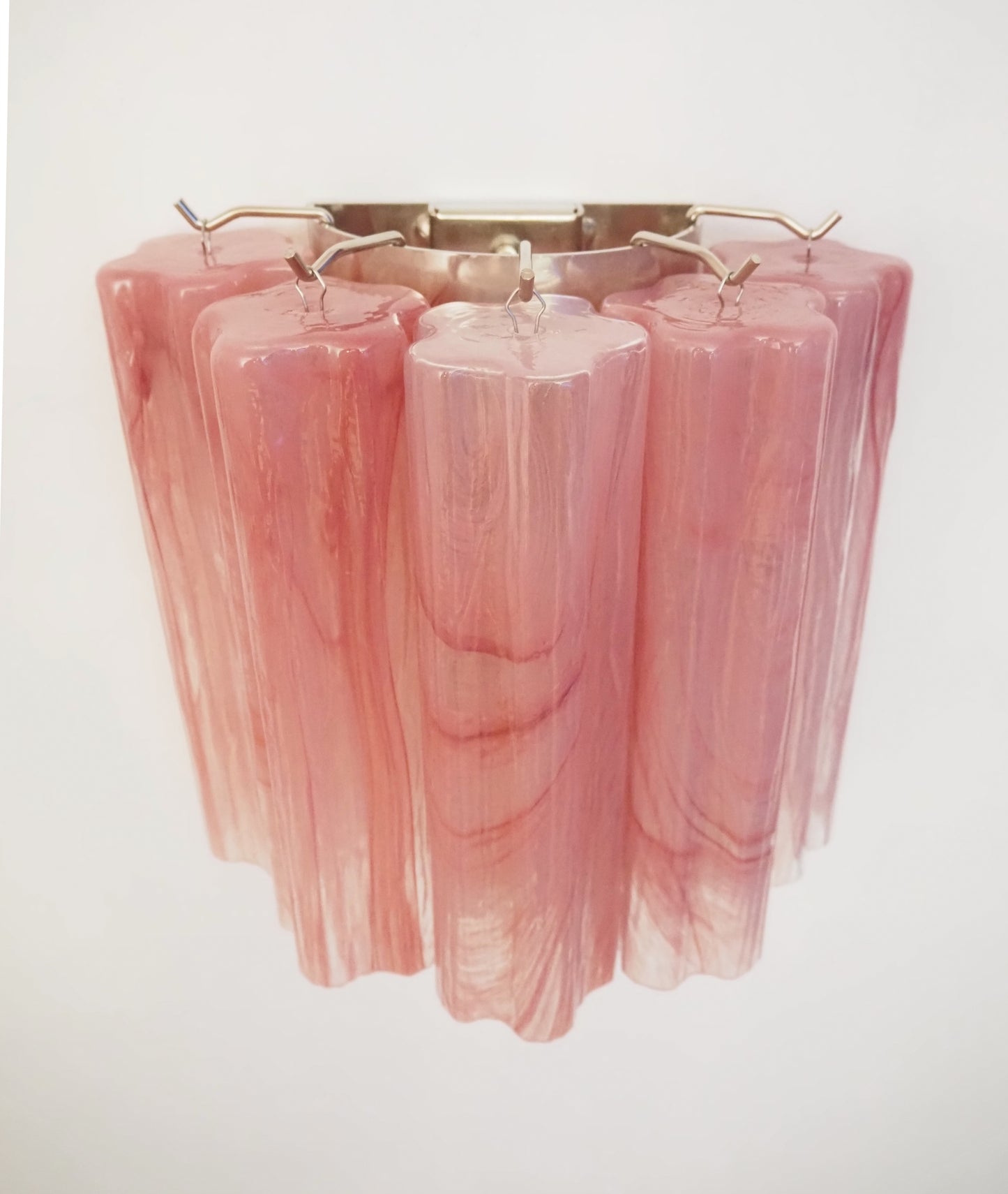 Murano Vegglampe | 5 Rosa Alabaster Glassrør | 1 par