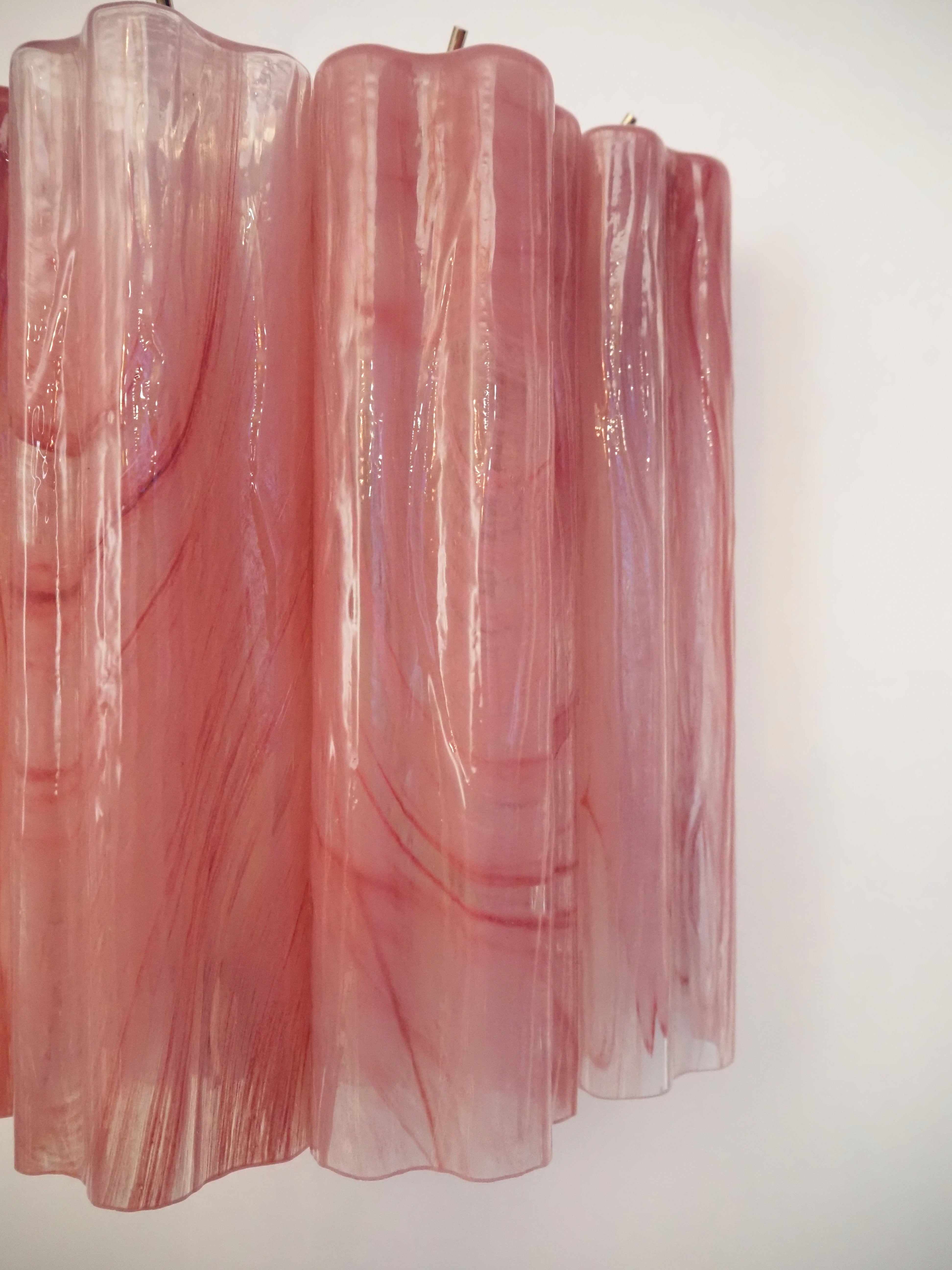 Murano Vegglampe – 5 Rosa Alabaster Glassrør – 2 stk – detalj 2 – Murano Classics