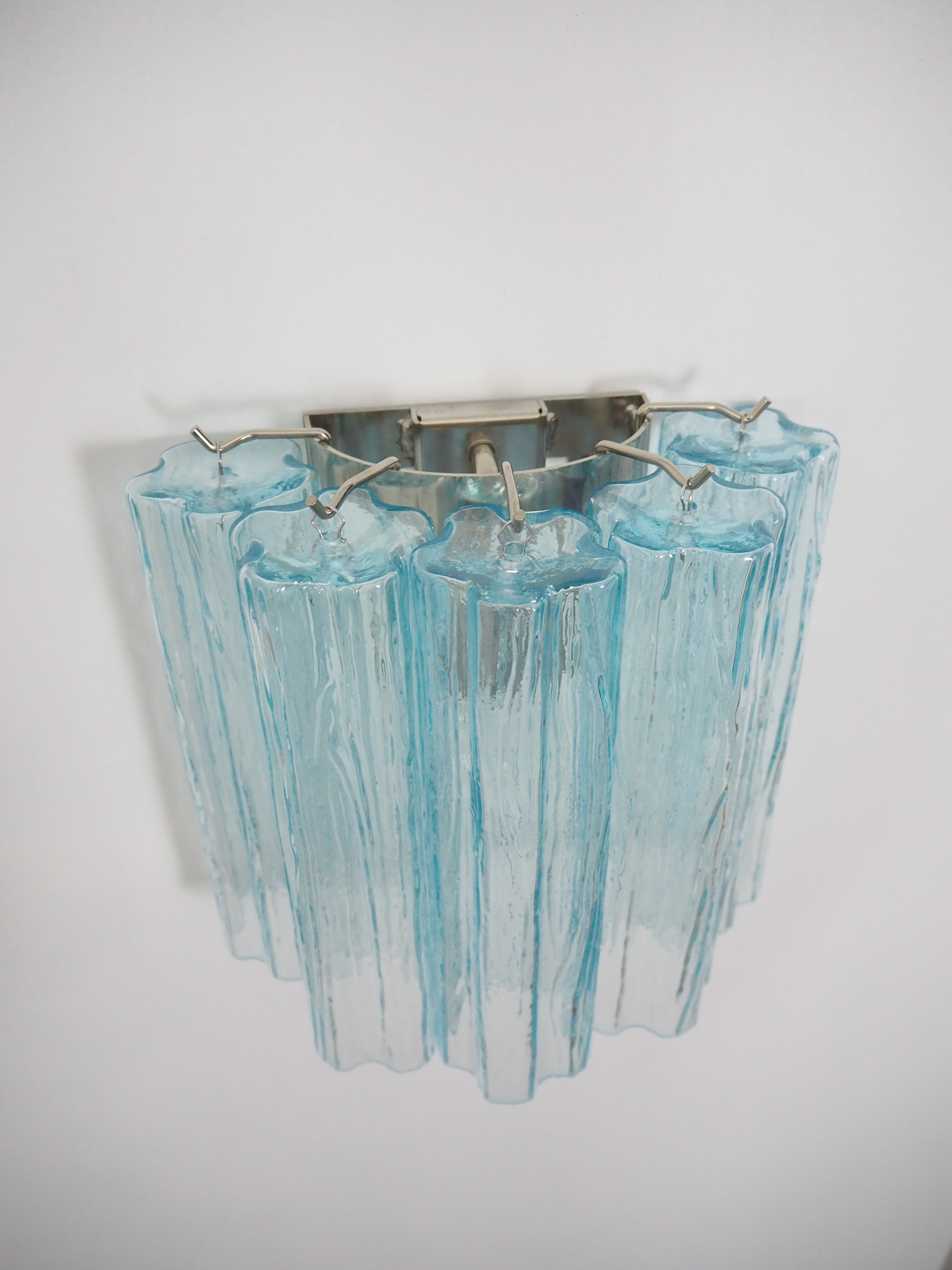 Murano Vegglampe – 5 Blå Glassrør – 2 stk – detalj 5 – Murano Classics