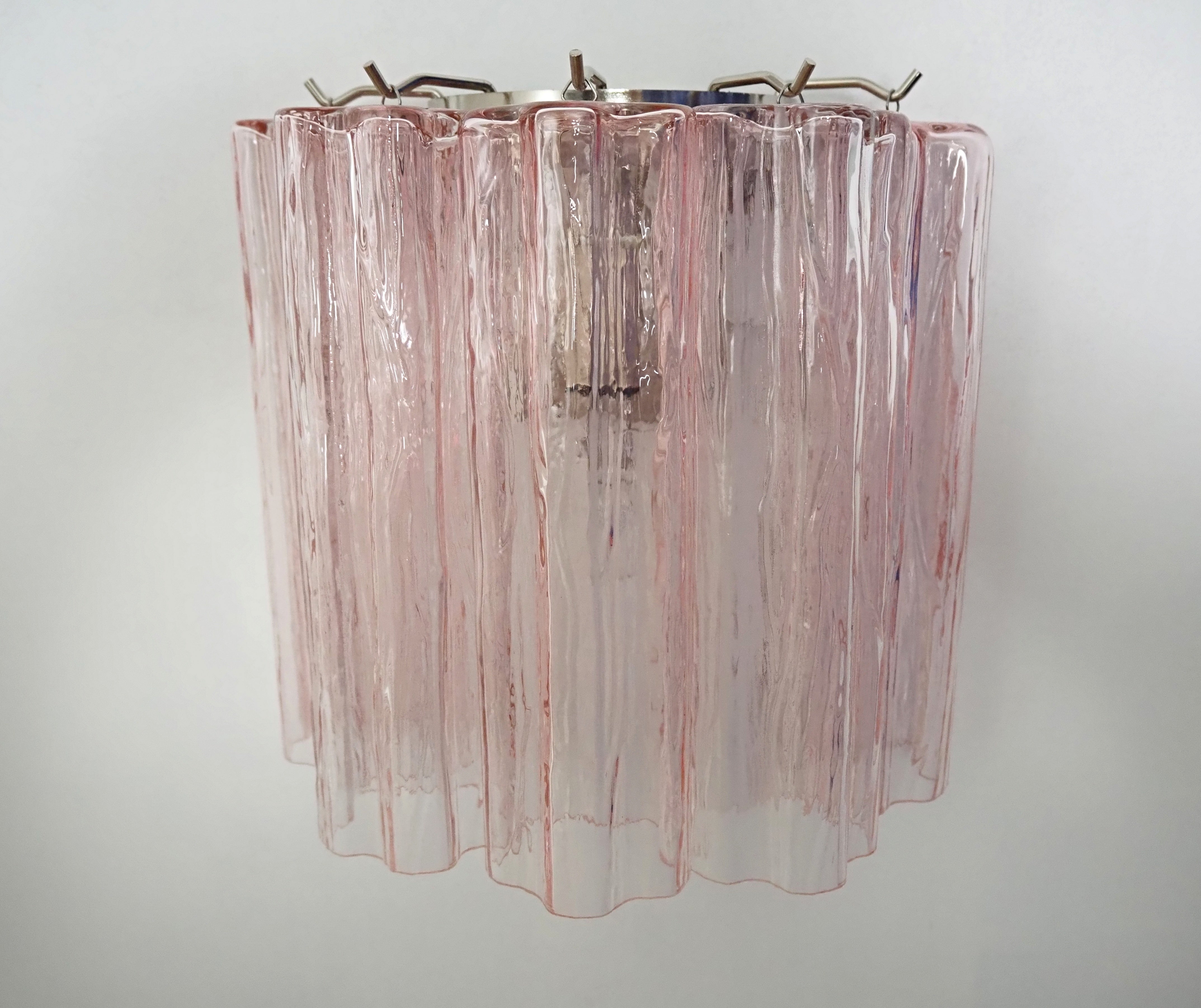 Murano Vegglampe – 5 Rosa Glassrør – 2 stk – Murano Classics