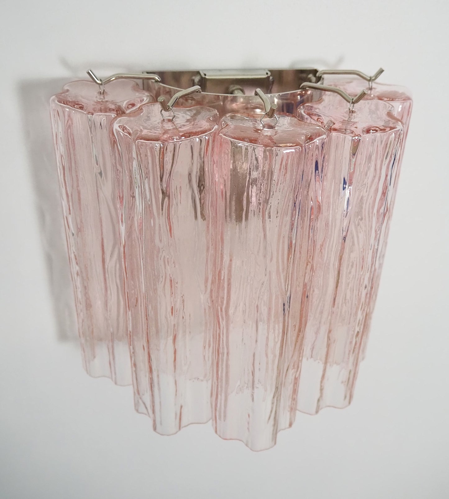 Murano Vegglampe | 5 Rosa Glassrør | 1 par