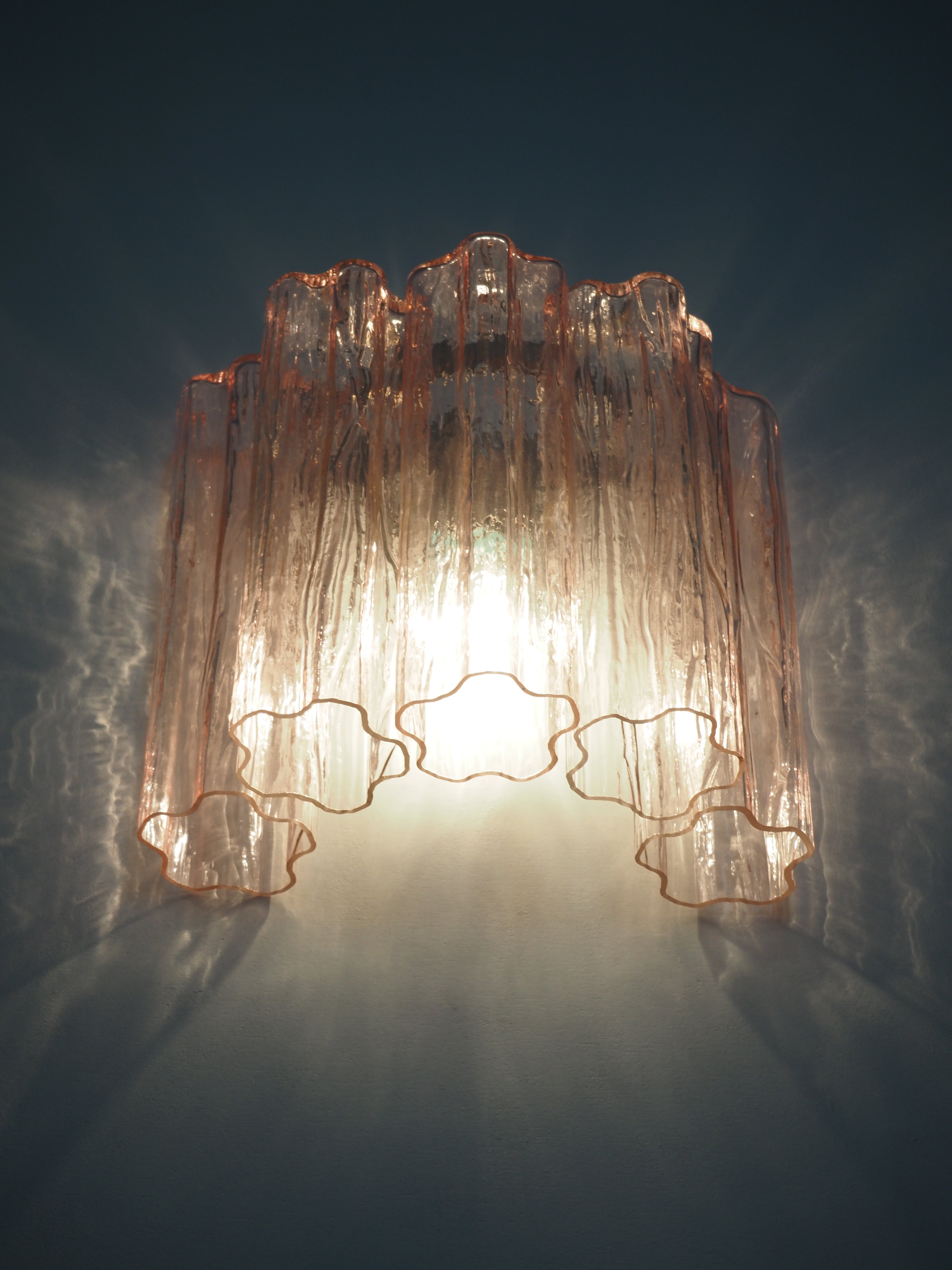 Murano Vegglampe – 5 Rosa Glassrør – 2 stk – detalj 5 – Murano Classics