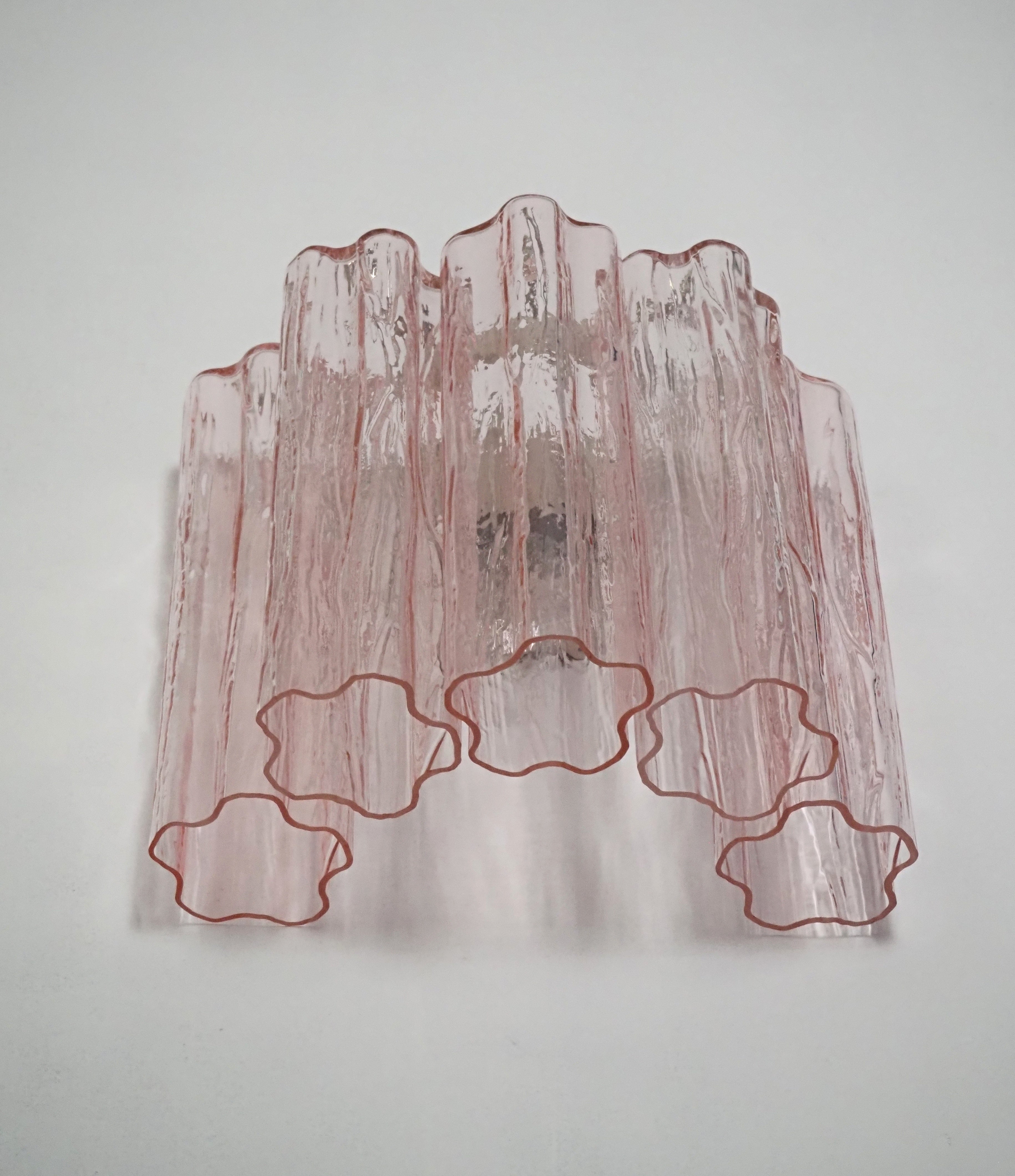 Murano Vegglampe – 5 Rosa Glassrør – 2 stk – detalj 3 – Murano Classics