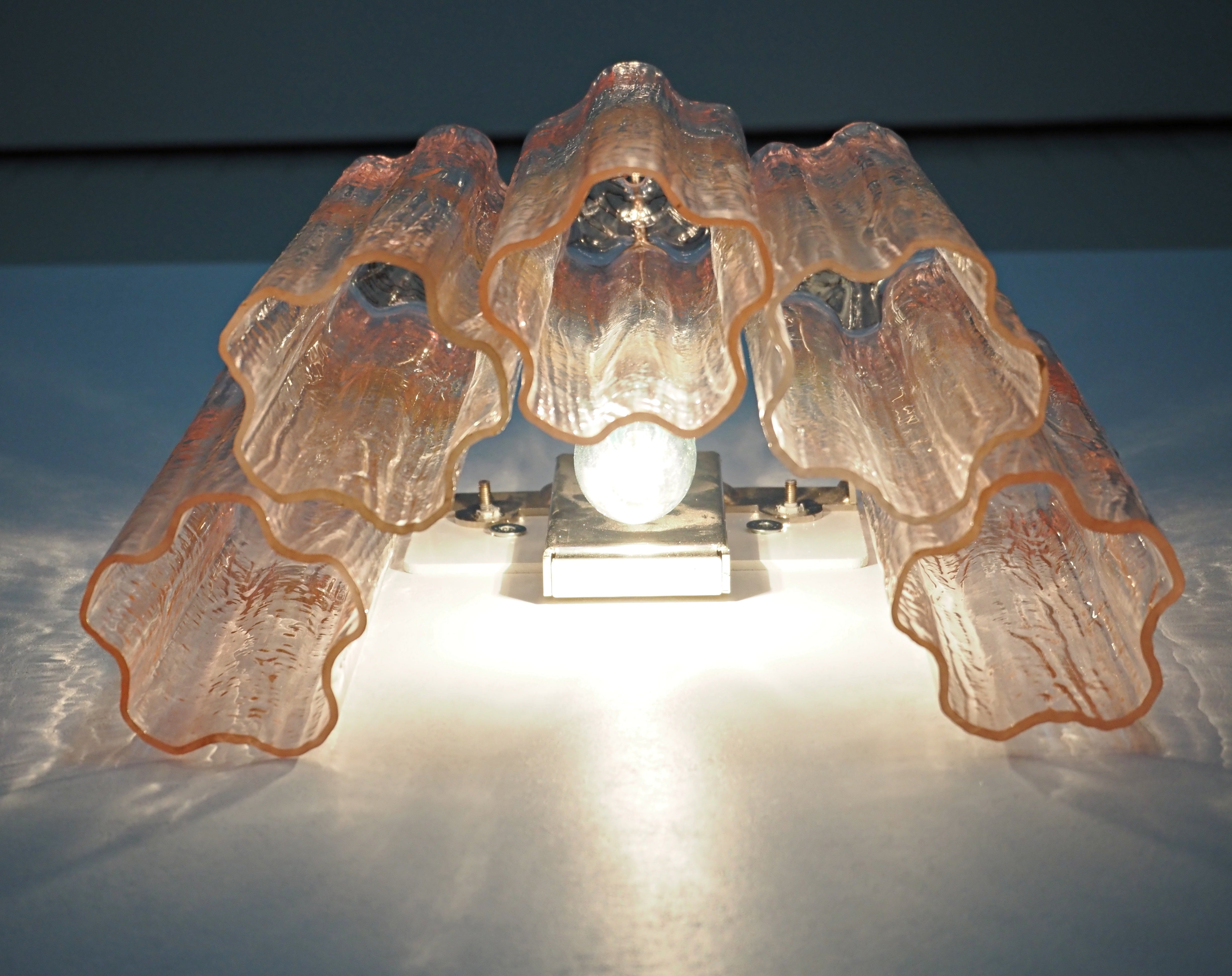 Murano Vegglampe – 5 Rosa Glassrør – 2 stk – detalj 6 – Murano Classics