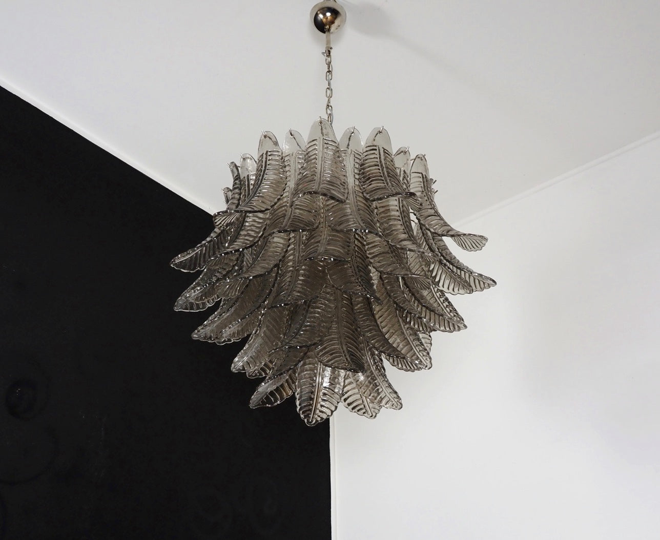 Murano Lysekrone – 48 Røykfargede Felciglass – detalj 7 – Murano Classics