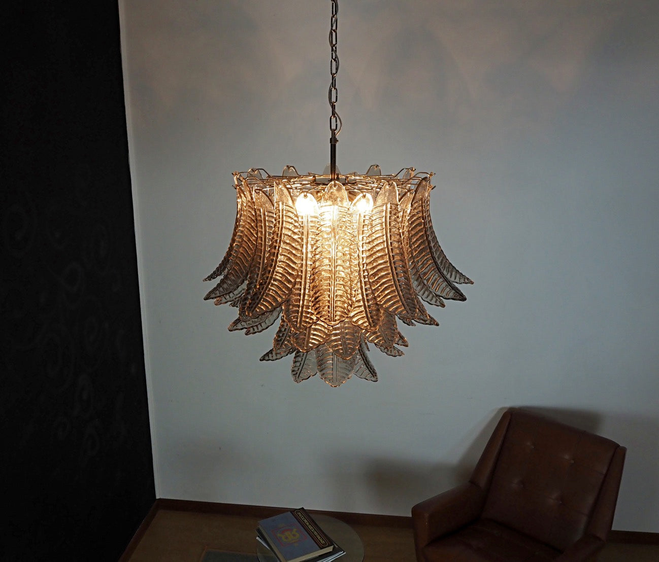 Murano Lysekrone | 48 Røykfargede Felciglass