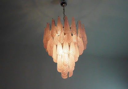 Murano Lysekrone | 52 Rosa Dråpeglass