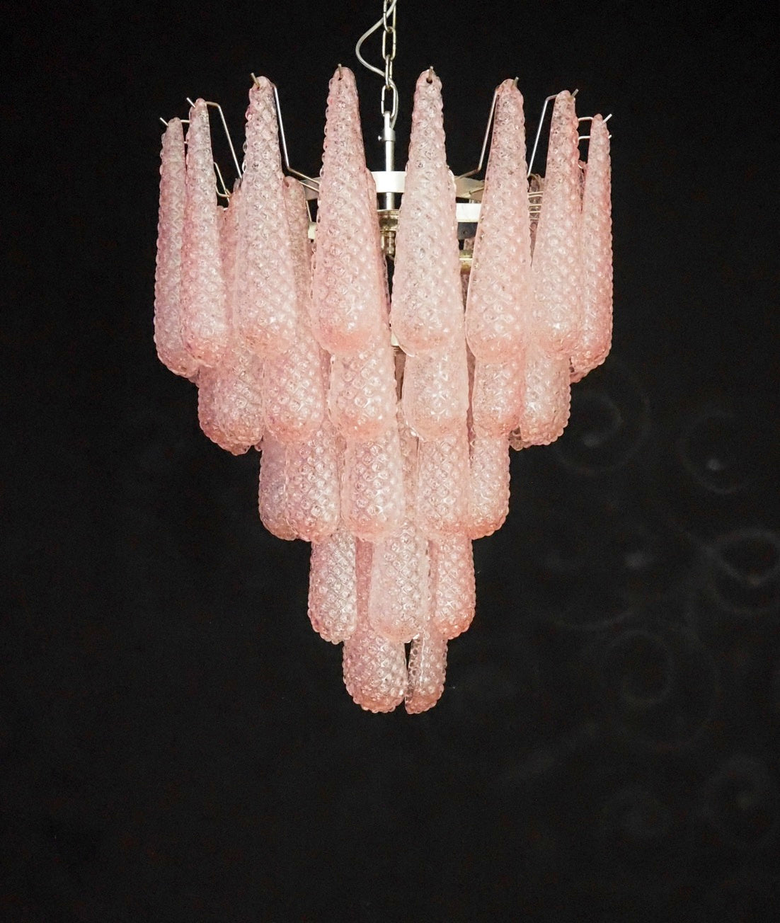 Murano Lysekrone – 52 Rosa Dråpeglass – detalj 7 – Murano Classics