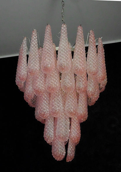 Murano Lysekrone | 52 Rosa Dråpeglass