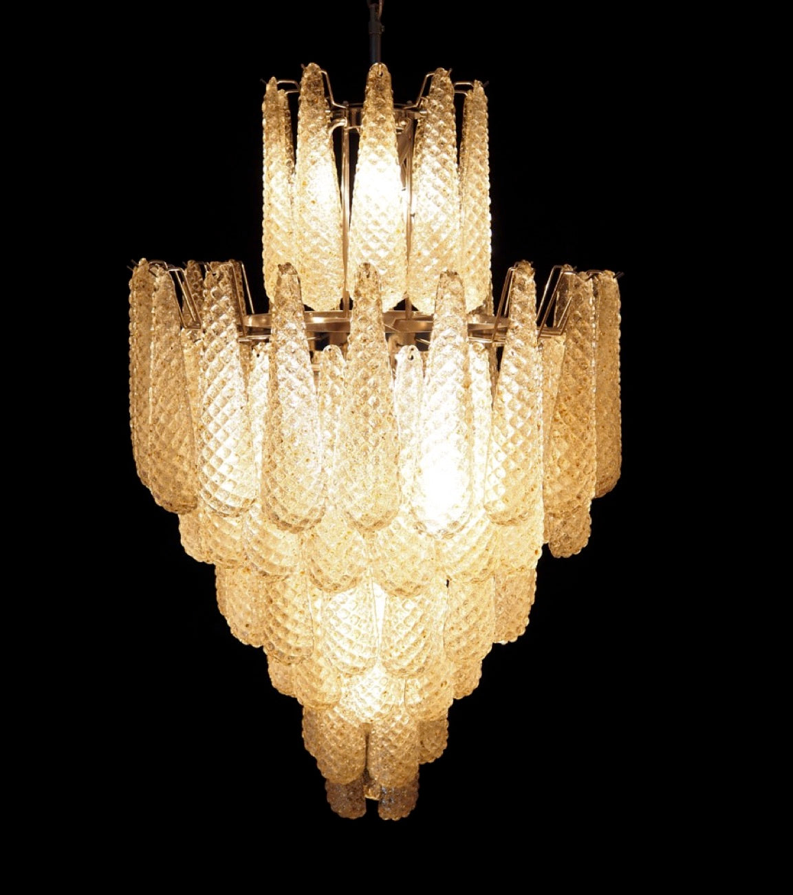Murano Lysekrone – 85 Klare Gule Dråpeglass – detalj 5 – Murano Classics
