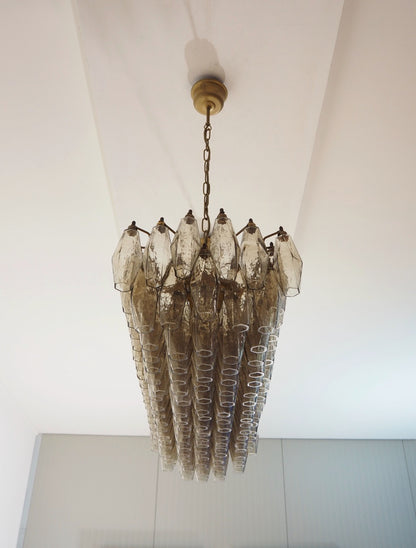 Murano Lysekrone | 138 Røykfargede Gull Poliedriglass