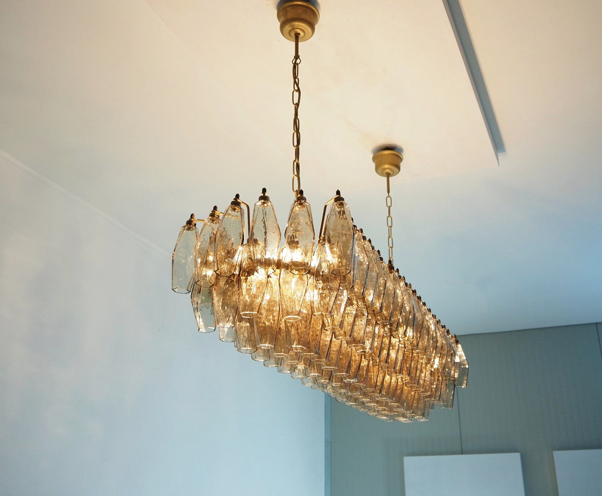 Murano Lysekrone | 138 Røykfargede Gull Poliedriglass