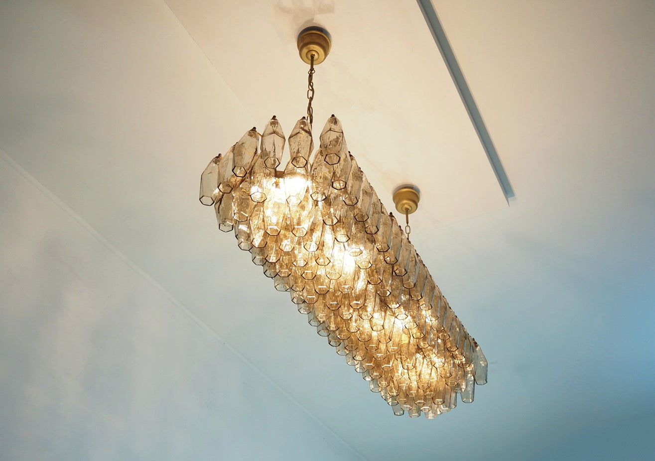 Murano Lysekrone | 138 Røykfargede Gull Poliedriglass