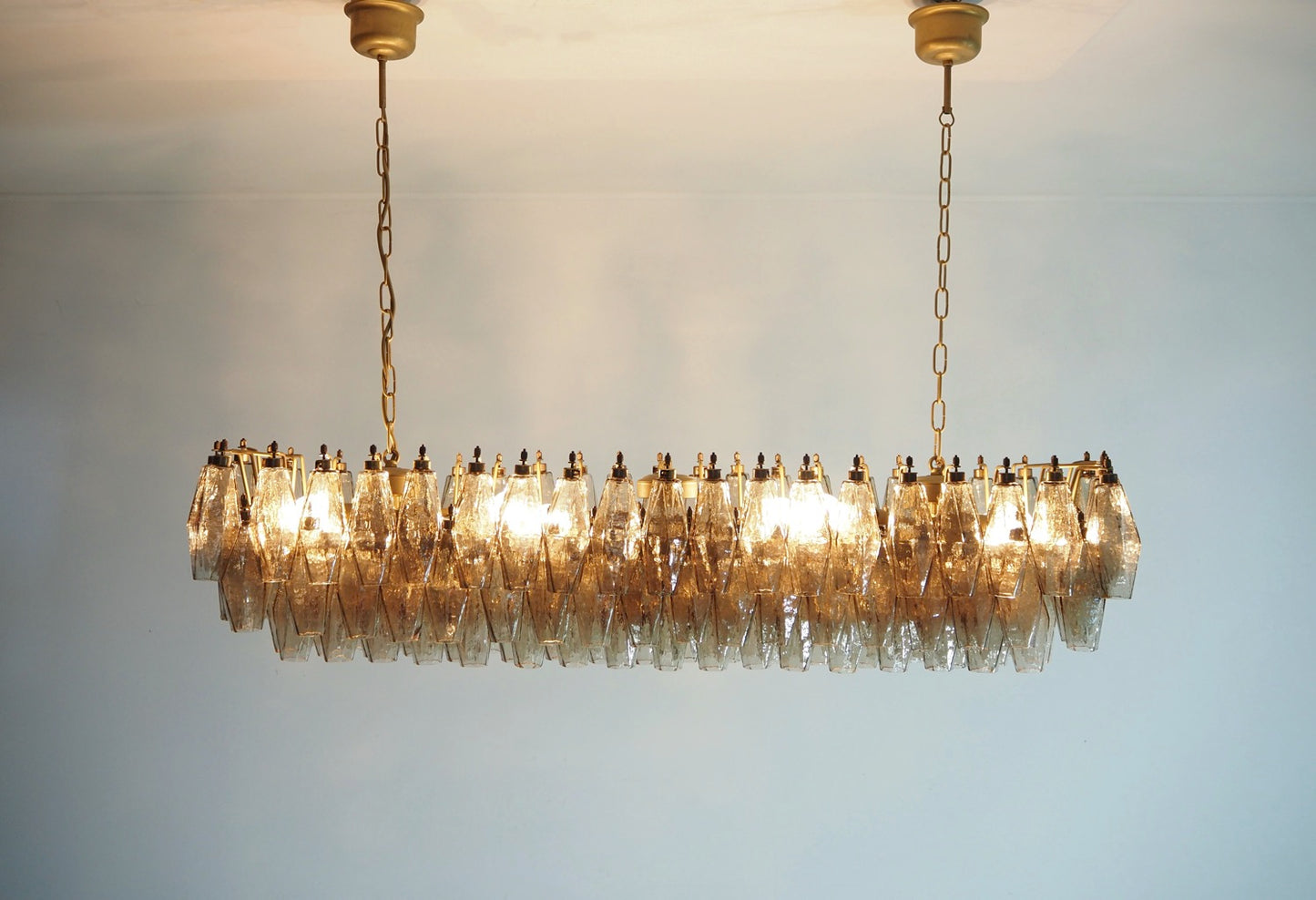 Murano Lysekrone | 138 Røykfargede Gull Poliedriglass