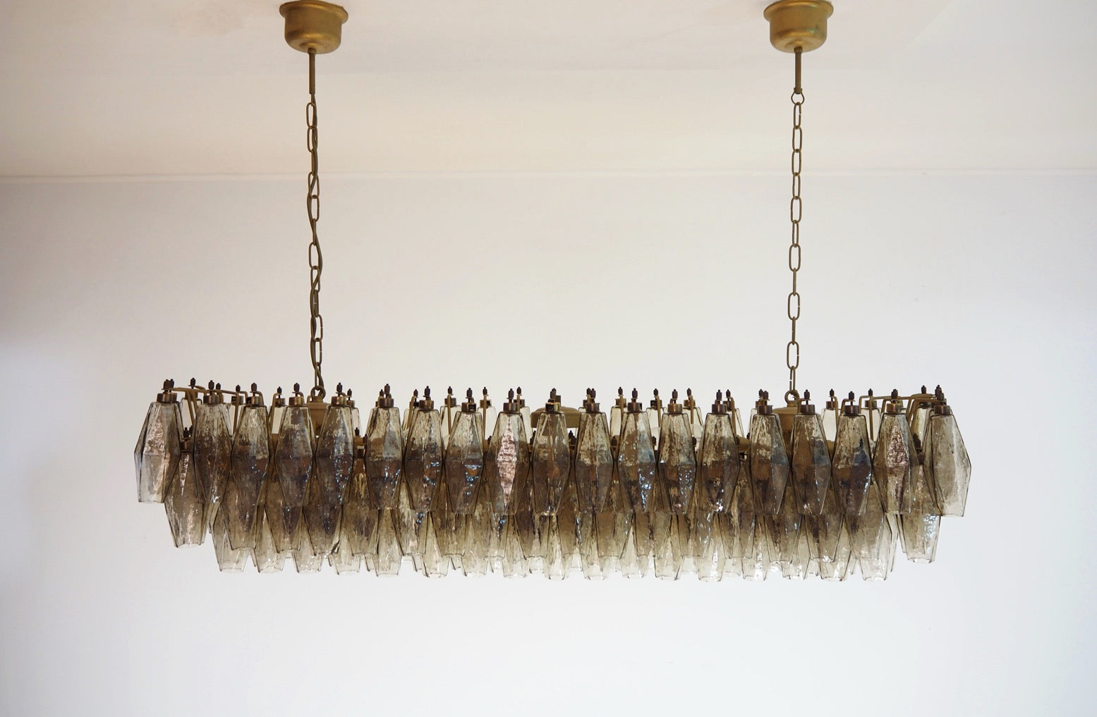 Murano Lysekrone | 138 Røykfargede Gull Poliedriglass