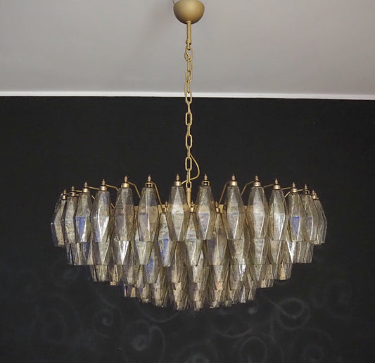 Murano Chandelier | 185 Smoke colored polyhedral glass