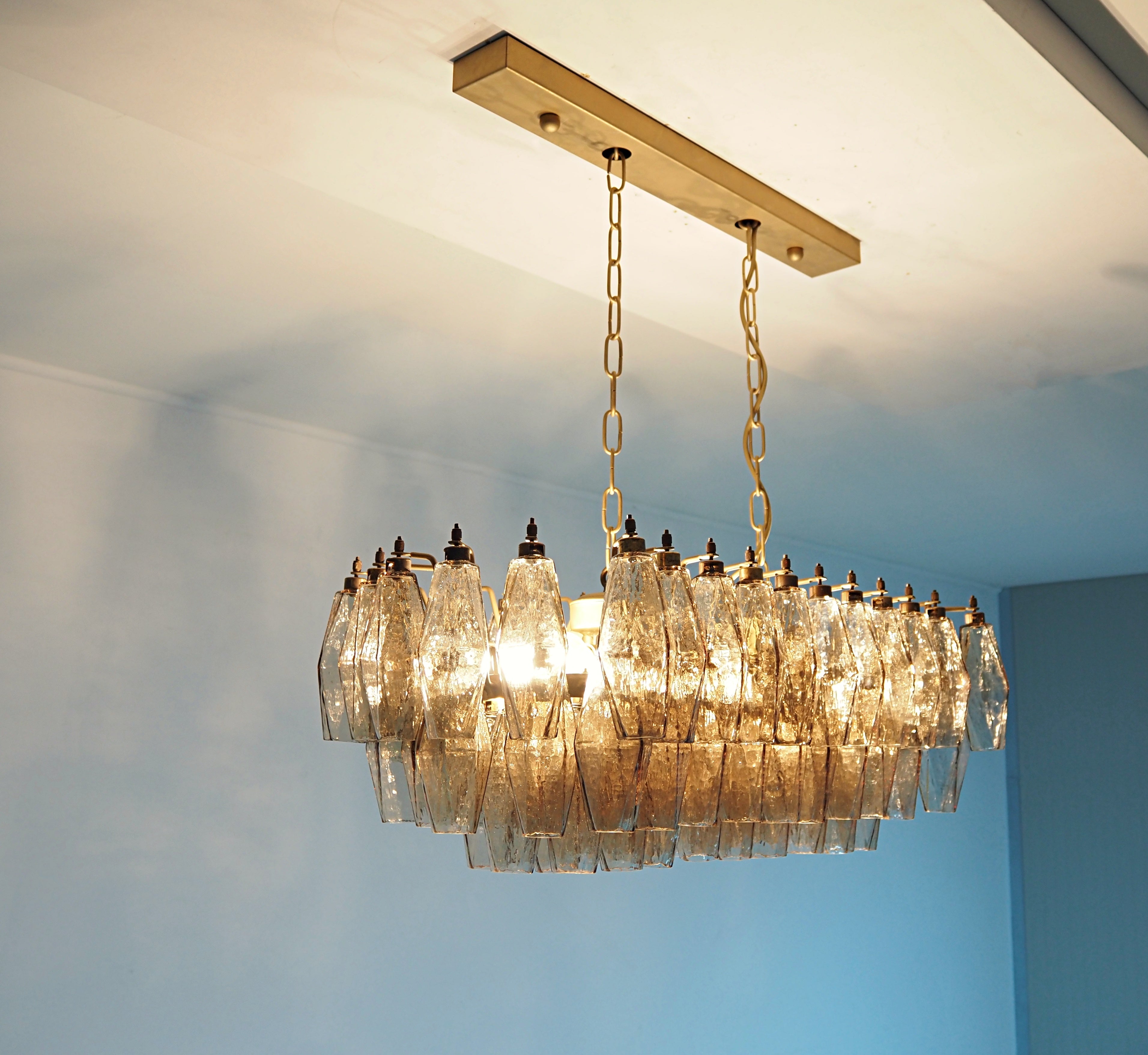 Murano Lysekrone – 84 Røykfargede Poliedriglass – detalj 10 – Murano Classics