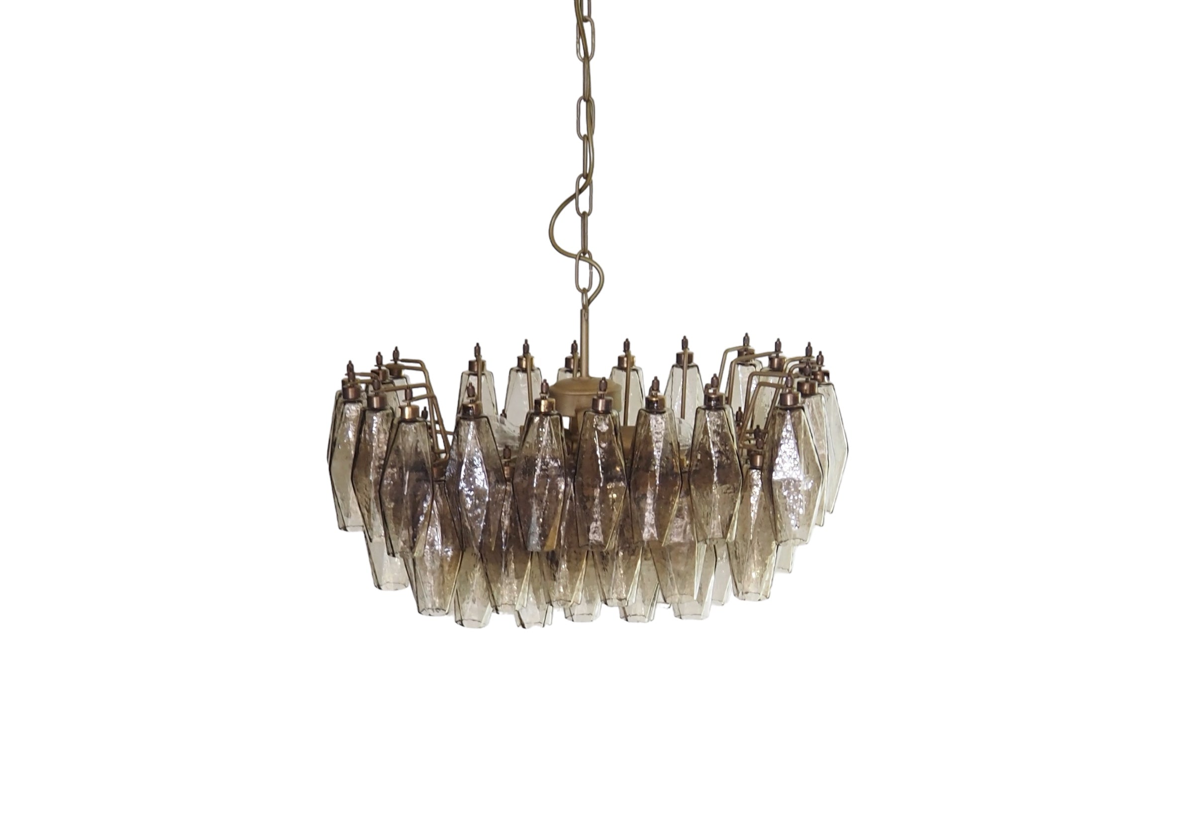 Murano Lysekrone – 56 Røykfargede Poliedriglass – detalj 2 – Murano Classics