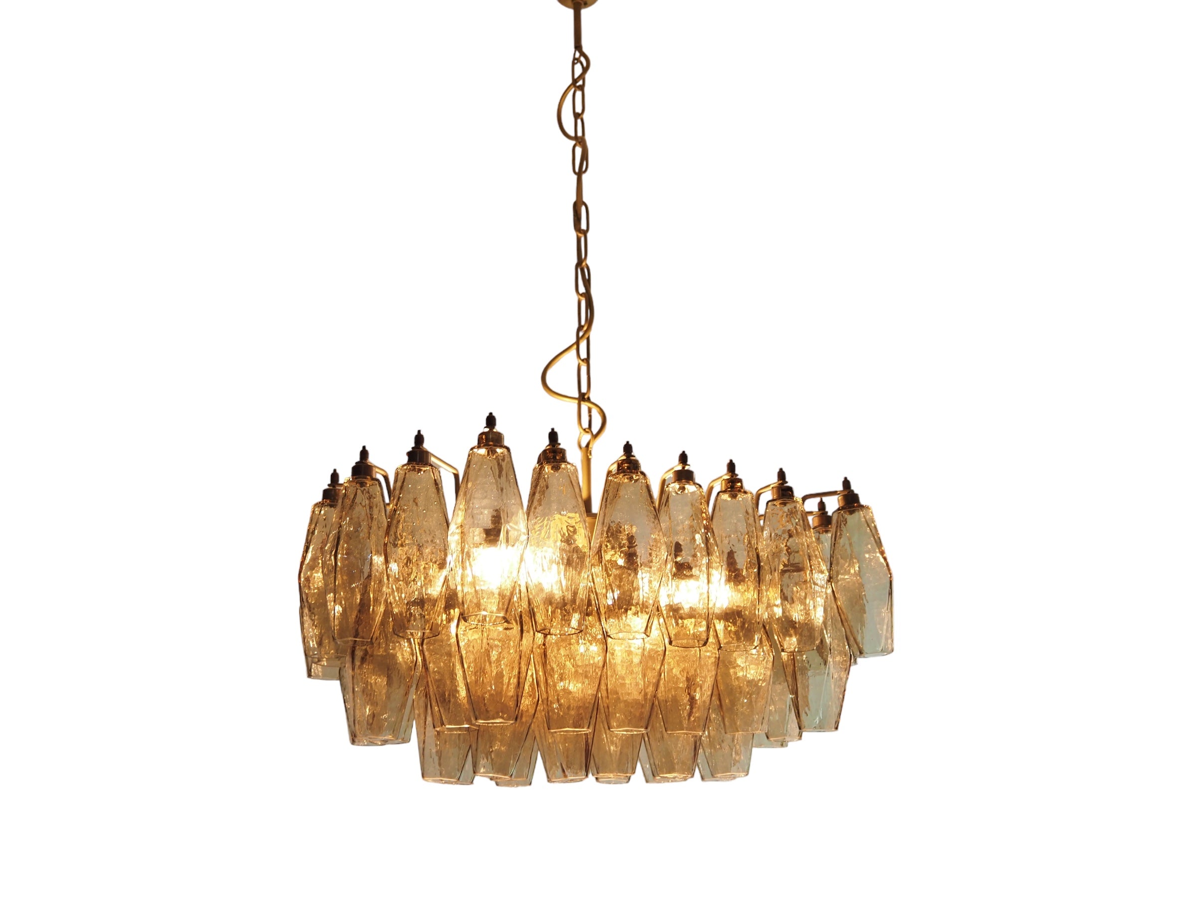 Murano Lysekrone – 56 Røykfargede Poliedriglass – detalj 3 – Murano Classics