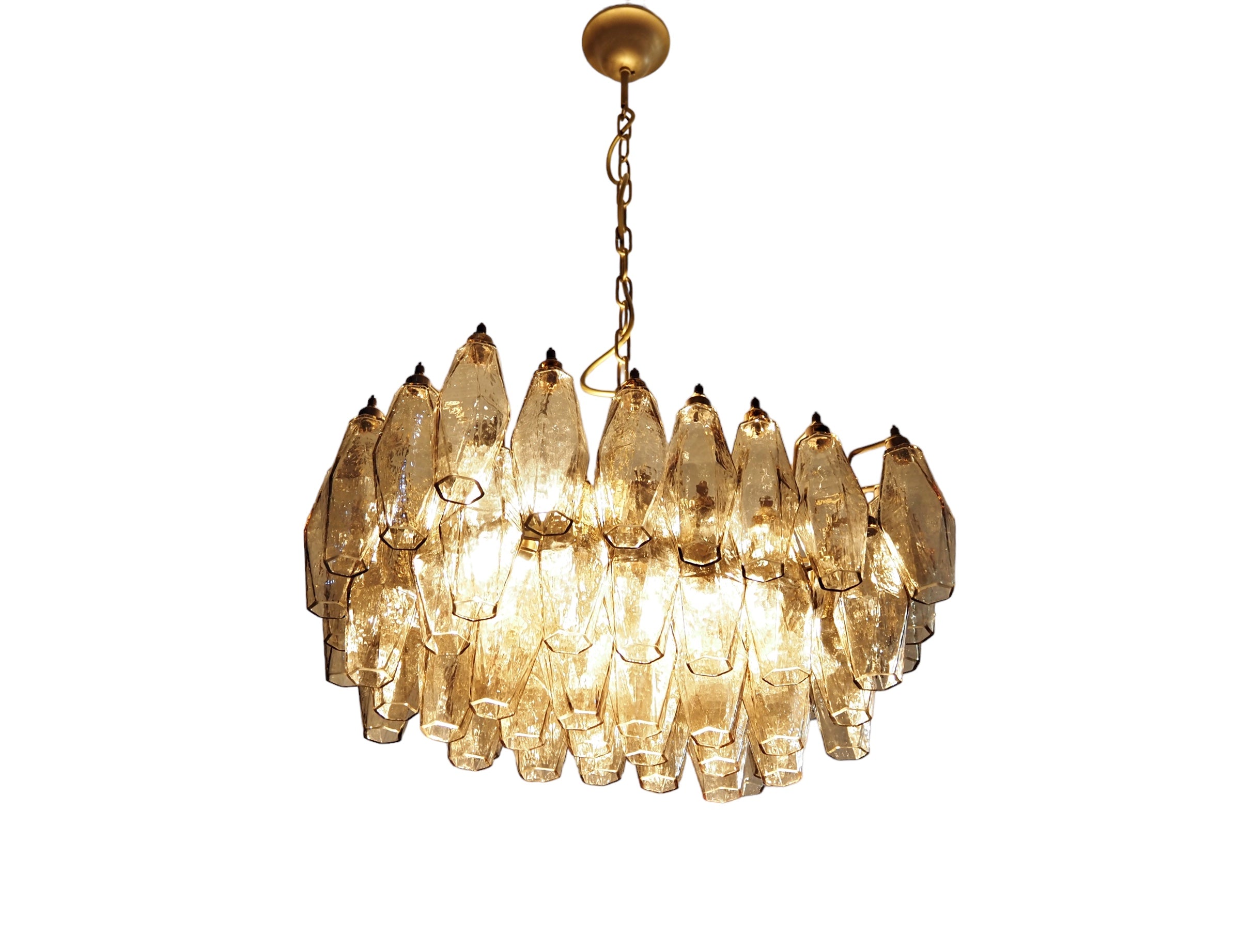 Murano Lysekrone – 56 Røykfargede Poliedriglass – detalj 4 – Murano Classics