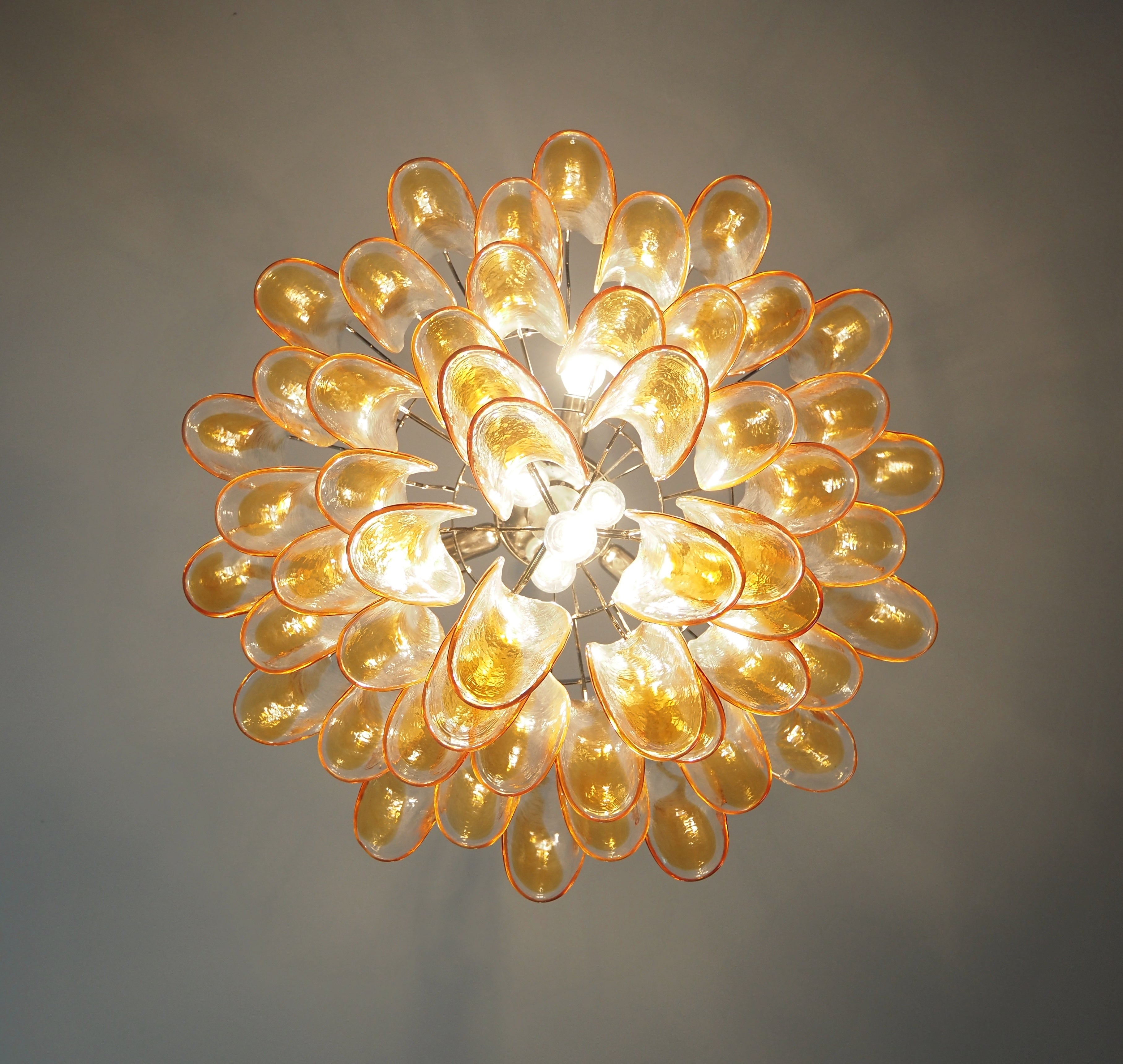 Murano Lysekrone – 53 Gule Konglebladglass – detalj 8 – Murano Classics