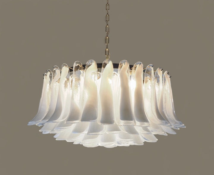 Murano Lysekrone – 101 Klare Konglebladglass – detalj 3 – Murano Classics