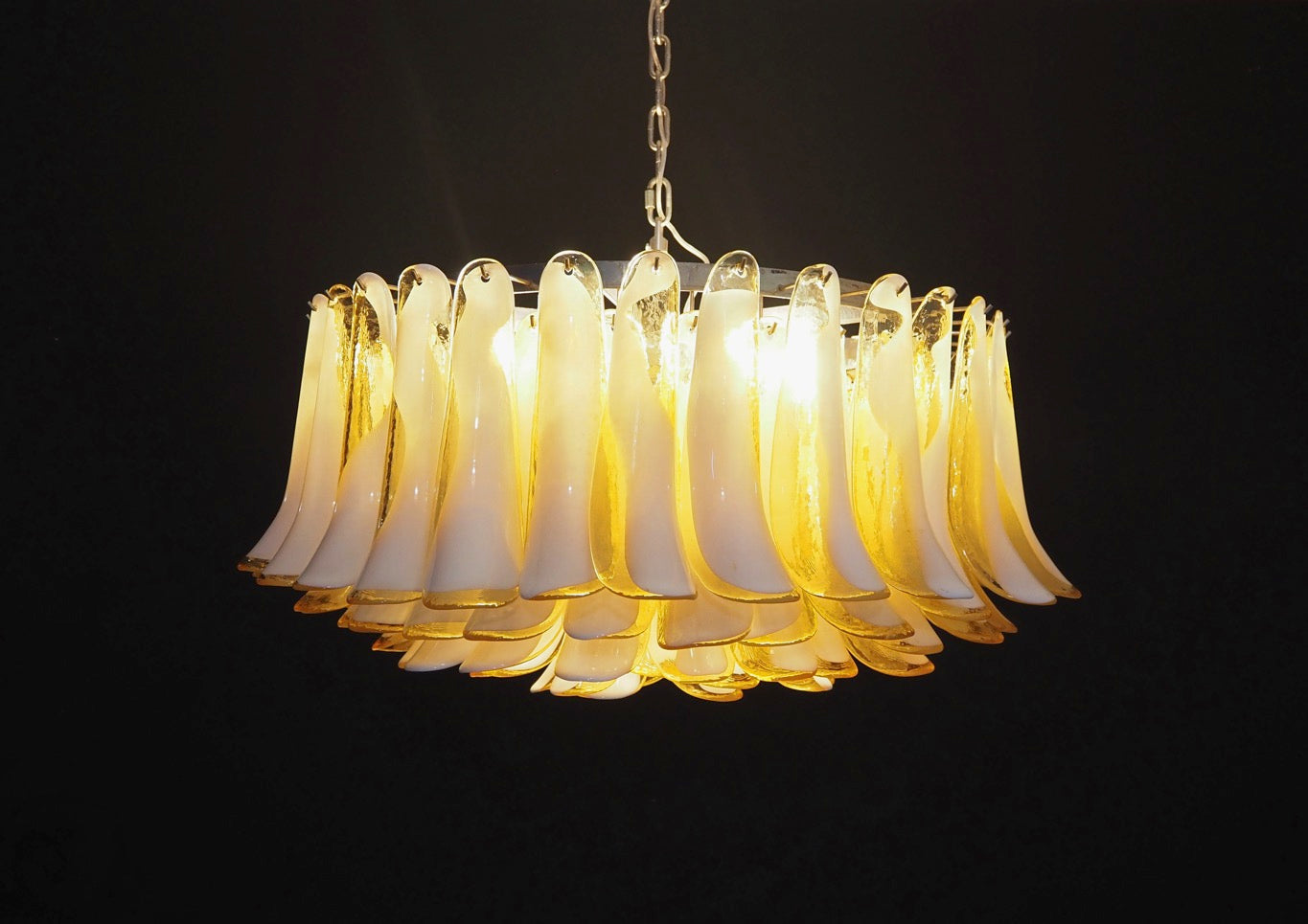 Murano Chandelier | 101 Caramel colored pine cone glasses