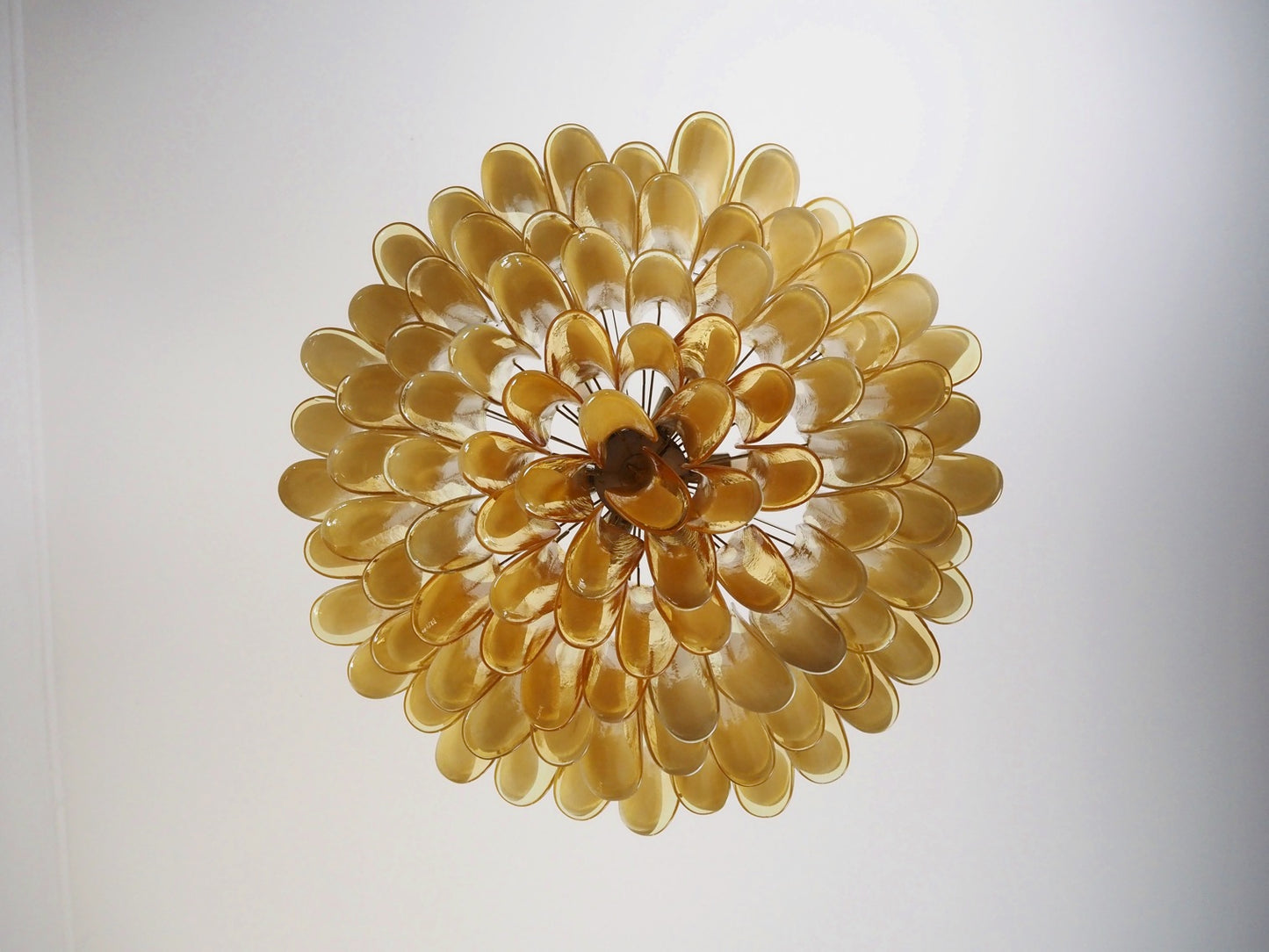 Murano Chandelier | 101 Caramel colored pine cone glasses