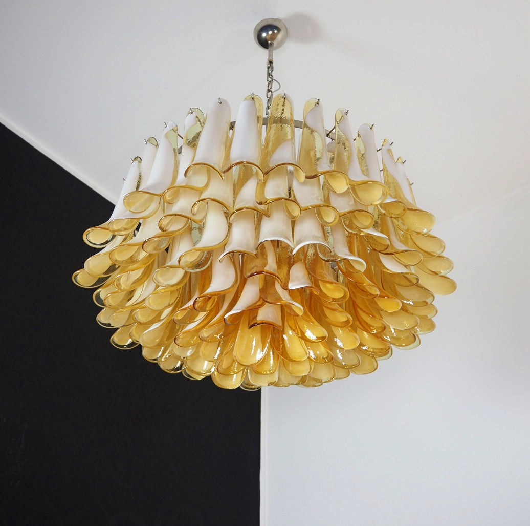 Murano Chandelier | 101 Caramel colored pine cone glasses