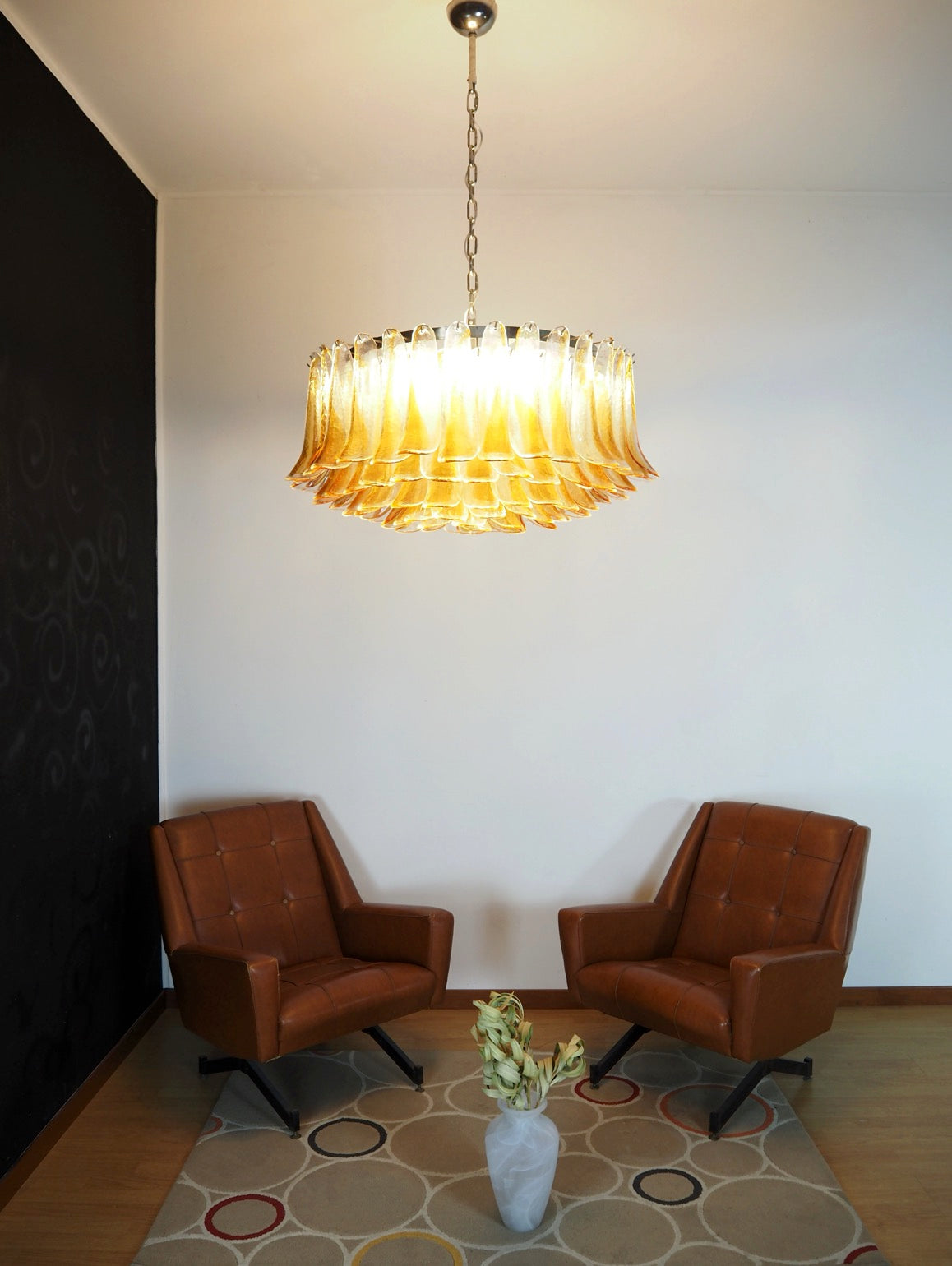 Murano Lysekrone – 101 Gule klar Konglebladglass – detalj 2 – Murano Classics