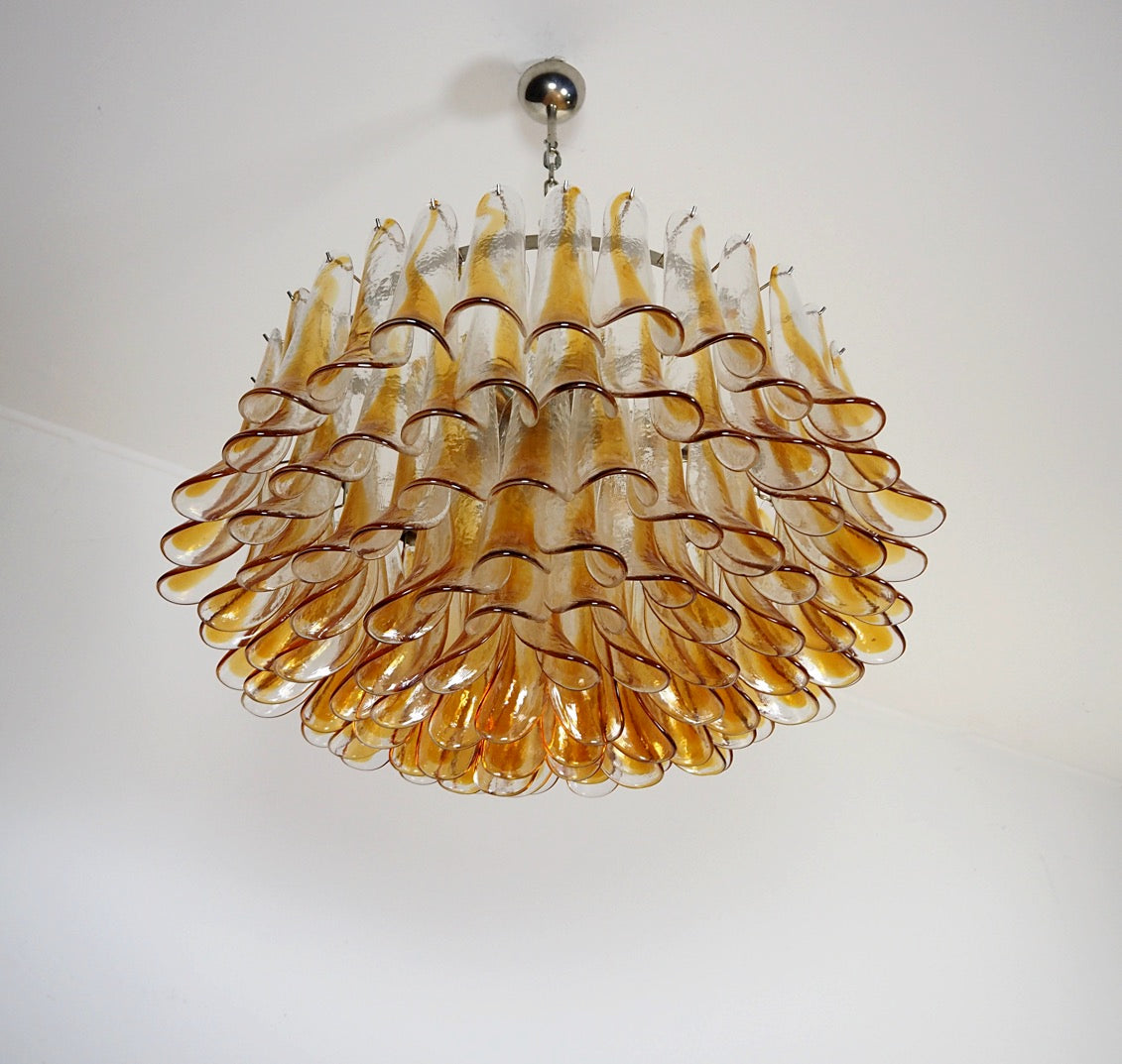 Murano Lysekrone – 101 Gule klar Konglebladglass – detalj 10 – Murano Classics