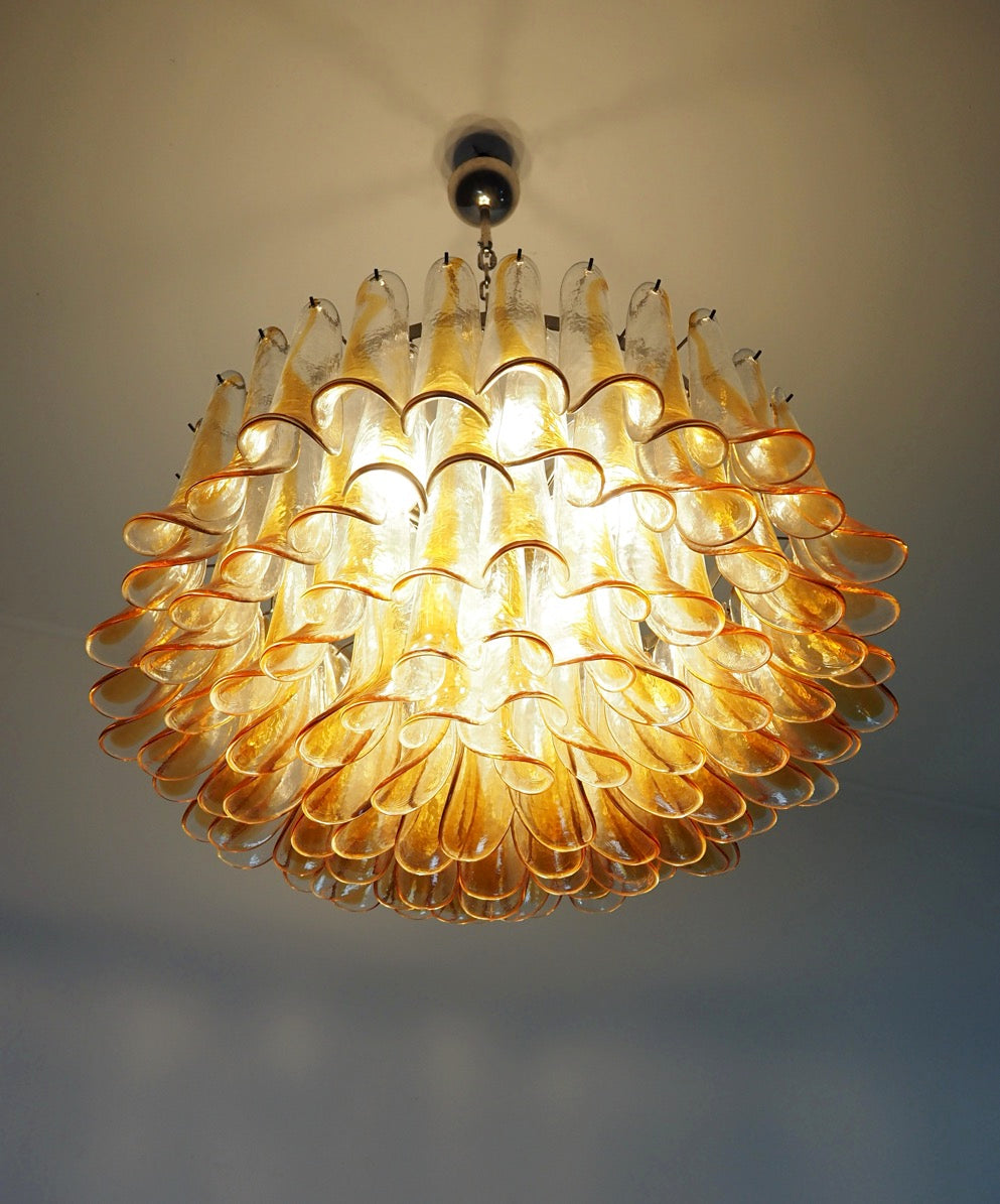 Murano Lysekrone – 101 Gule klar Konglebladglass – detalj 5 – Murano Classics