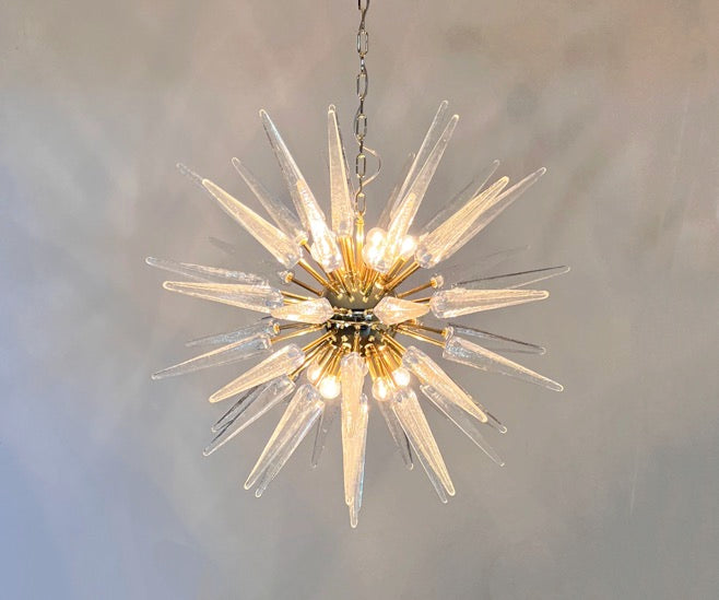Murano Lysekrone – 51 Klare Sputnik – detalj 2 – Murano Classics