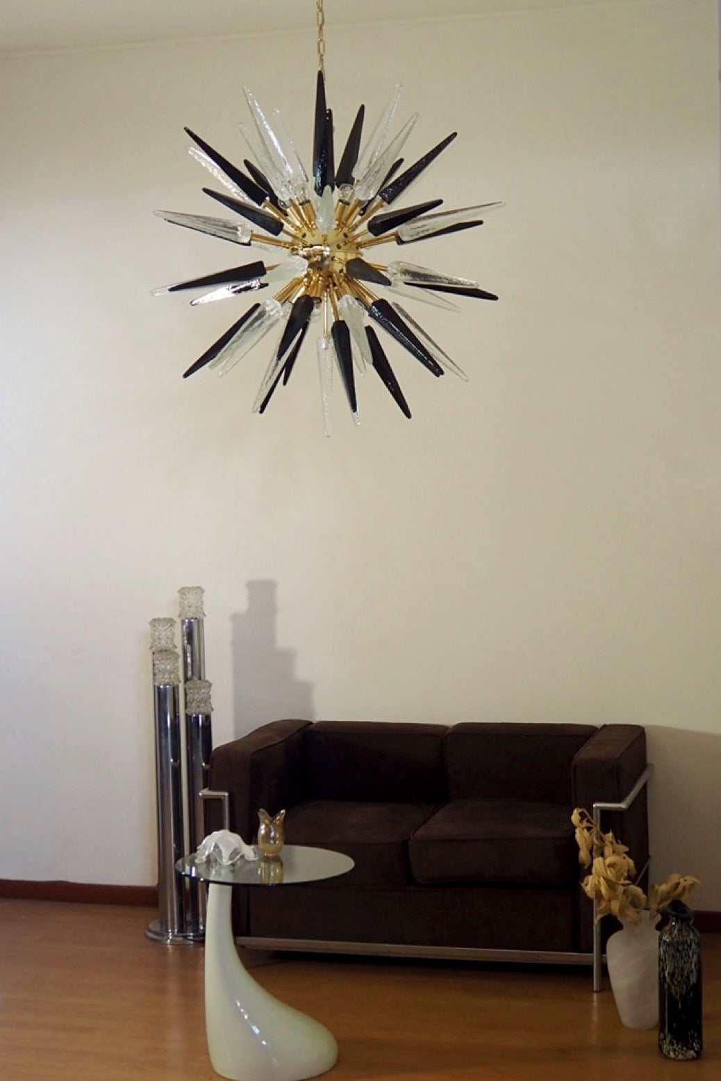 Murano Lysekrone | 51 Klare Sorte Sputnik