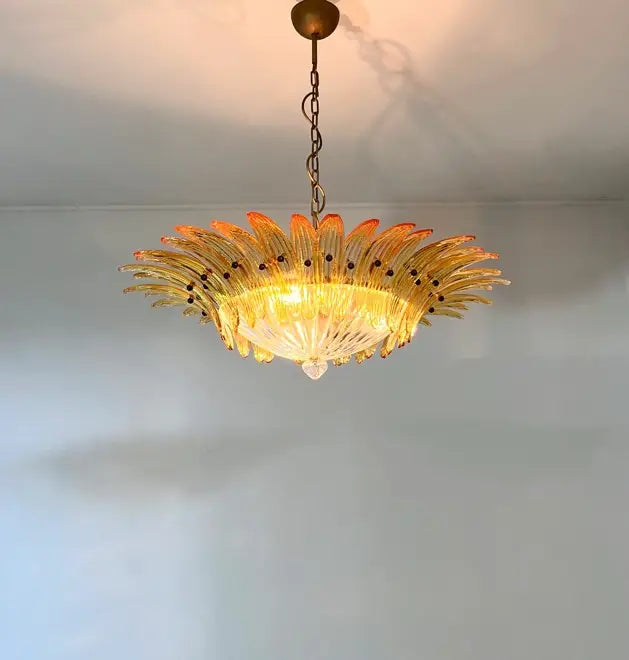 Murano Lysekrone – 36 Gule Palmeglass – detalj 3 – Murano Classics
