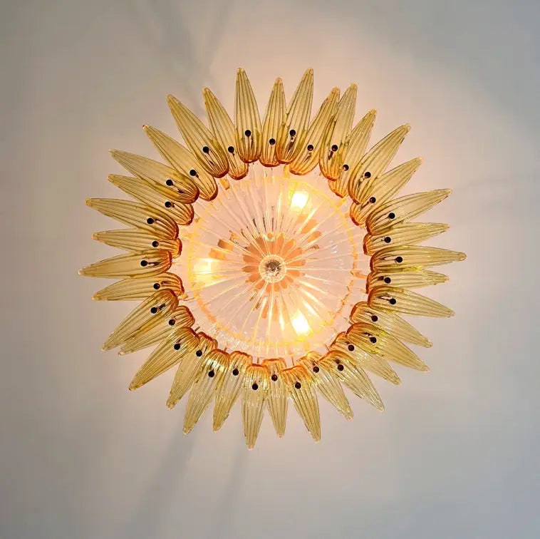 Murano Lysekrone – 36 Gule Palmeglass – detalj 6 – Murano Classics