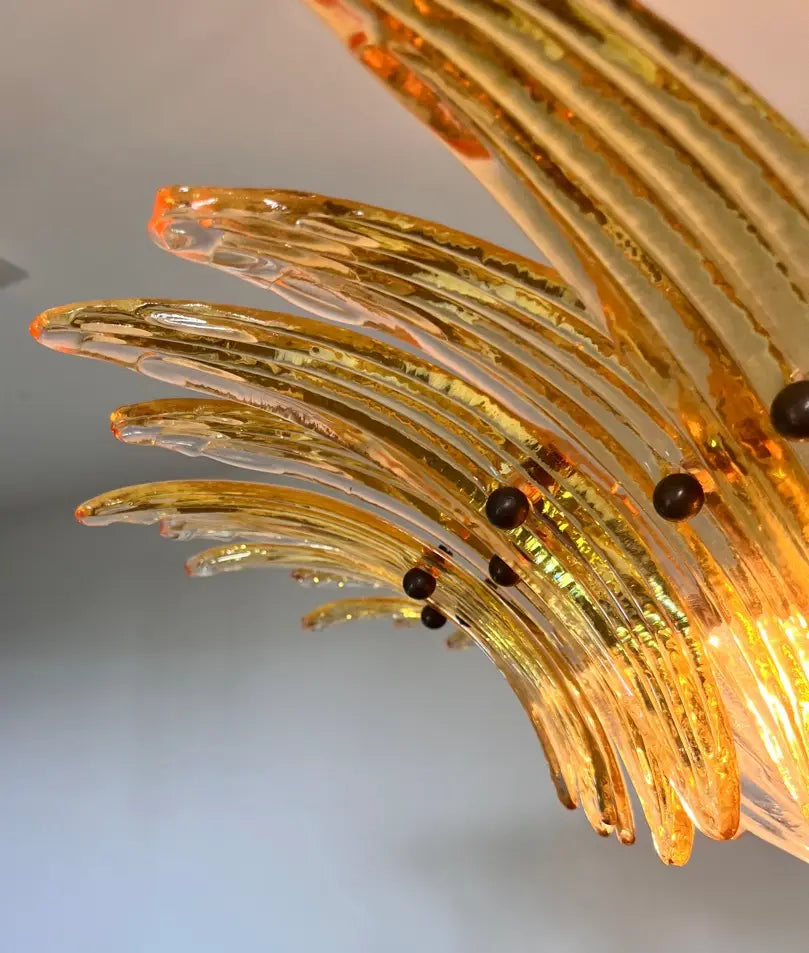Murano Lysekrone – 36 Gule Palmeglass – detalj 4 – Murano Classics