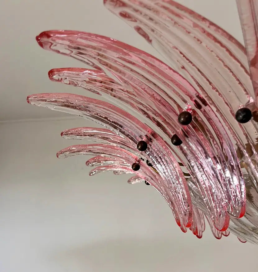 Murano Lysekrone – 36 Rosa Palmeglass – detalj 2 – Murano Classics