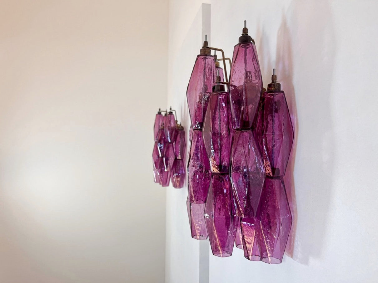 Murano Vegglampe – 17 Lilla Poliedriglass – 2 stk – detalj 3 – Murano Classics