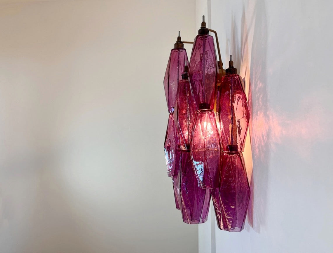 Murano Vegglampe – 17 Lilla Poliedriglass – 2 stk – detalj 8 – Murano Classics