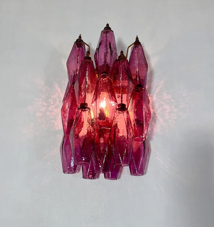 Murano Vegglampe | 17 Gull Ametystfargede Poliedriglass | 1 par