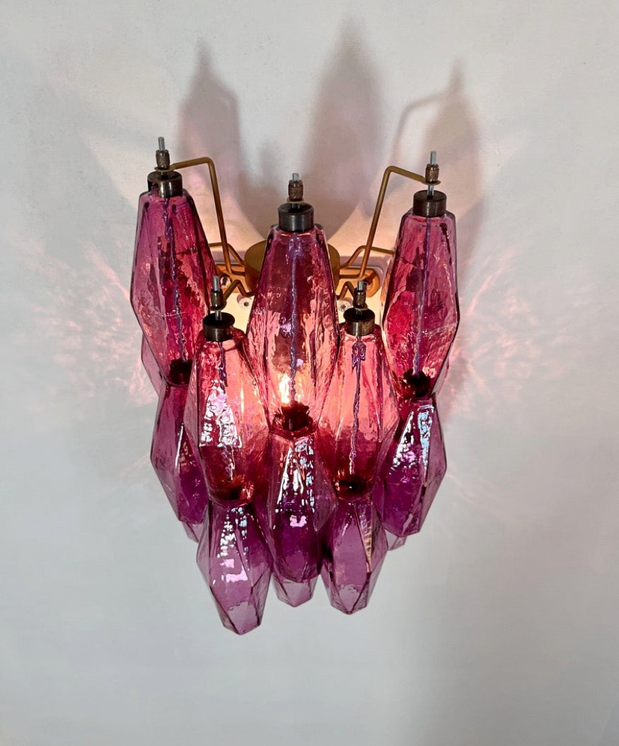 Murano Vegglampe – 17 Lilla Poliedriglass – 2 stk – detalj 4 – Murano Classics