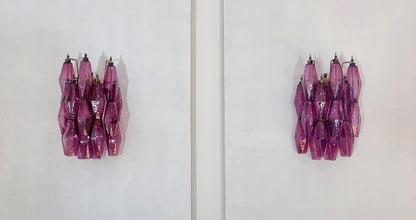 Murano Vegglampe | 17 Gull Ametystfargede Poliedriglass | 1 par