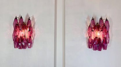 Murano Vegglampe | 17 Gull Ametystfargede Poliedriglass | 1 par