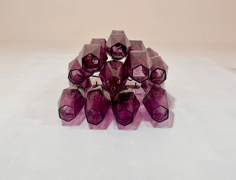 Murano Vegglampe | 17 Gull Ametystfargede Poliedriglass | 1 par