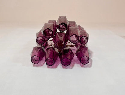 Murano Vegglampe | 17 Gull Ametystfargede Poliedriglass | 1 par