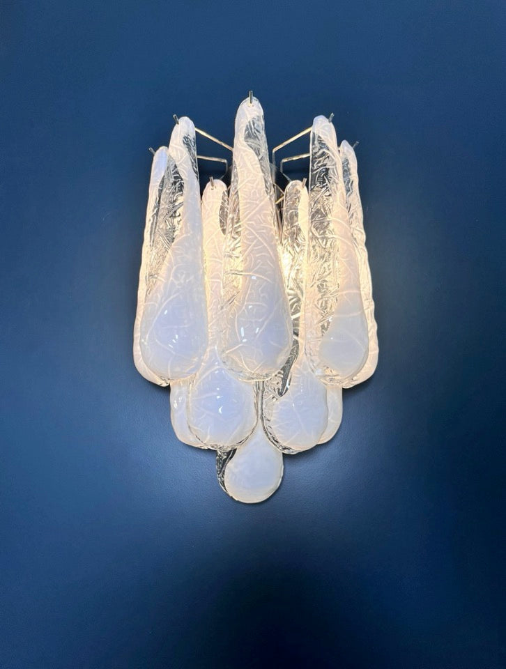 Murano Vegglampe – 10 Hvite Lattimo Dråpeglass – 2 stk – detalj 6 – Murano Classics